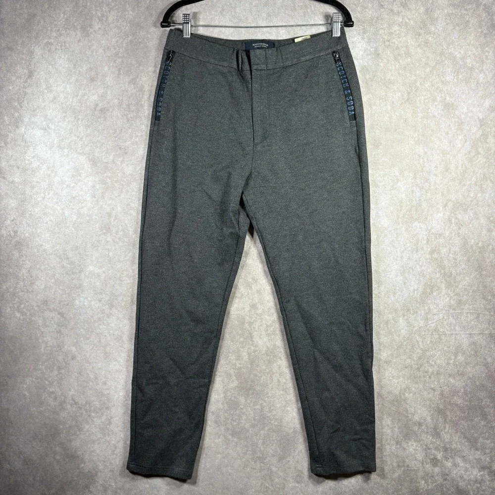 Scotch & Soda Pants Mens Medium Gray Chino Tapered Casual Preppy Zip Pocket $125